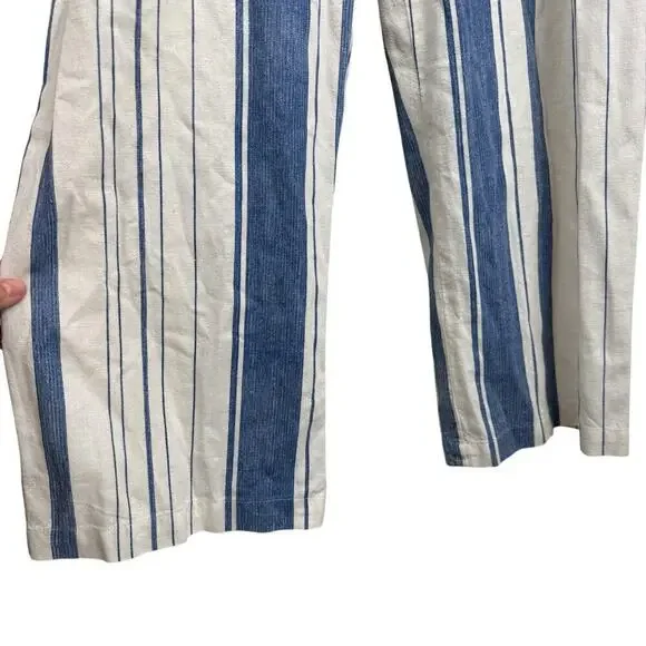 Christy Dawn Prudence Linen Short Sleeve Jumper Nilah Striped Blue White Size M